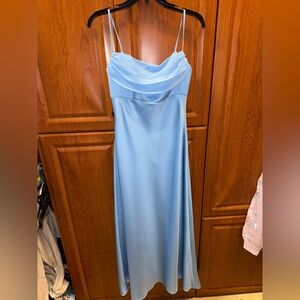 Alfred Angelo Ice Blue Satin Cowl Neck Maxi Dress